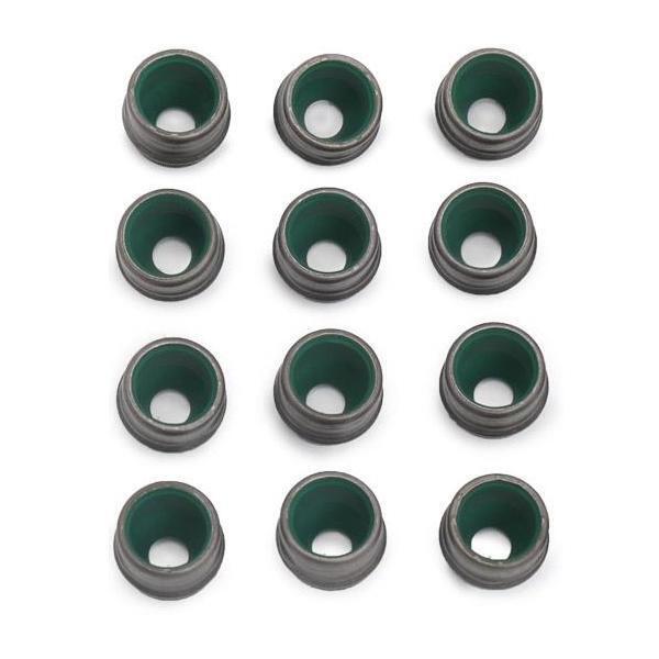 Set of 16 VICTOR REINZ 70-31306-00 valve stem seals in black, made from fluoride rubber for engine oil leak prevention.