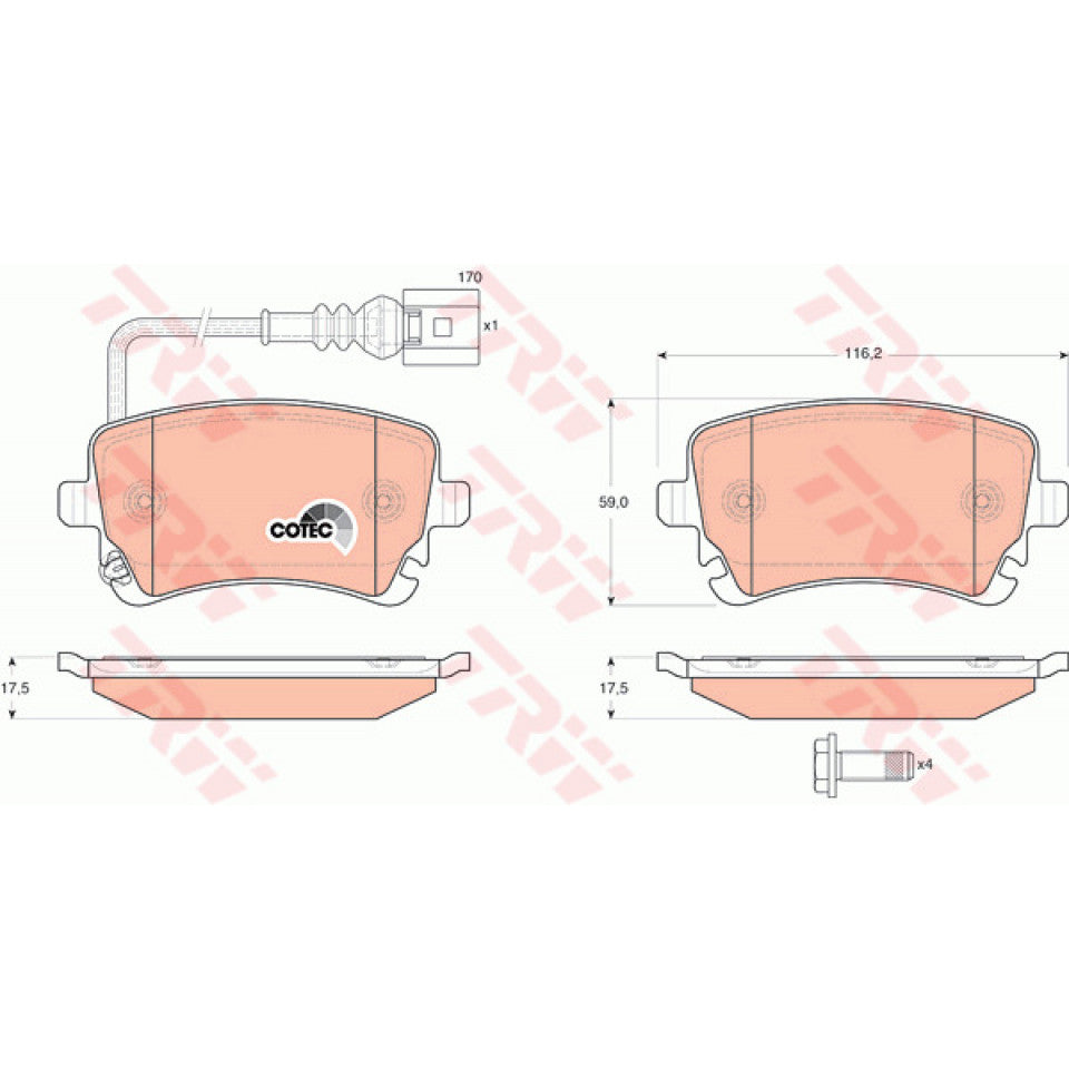 TRW BRAKE PADS GDB1557/GDB1769 for VW TRANSPORTER/MULTIVAN/CALIFORNIA - aspiremotorsport
