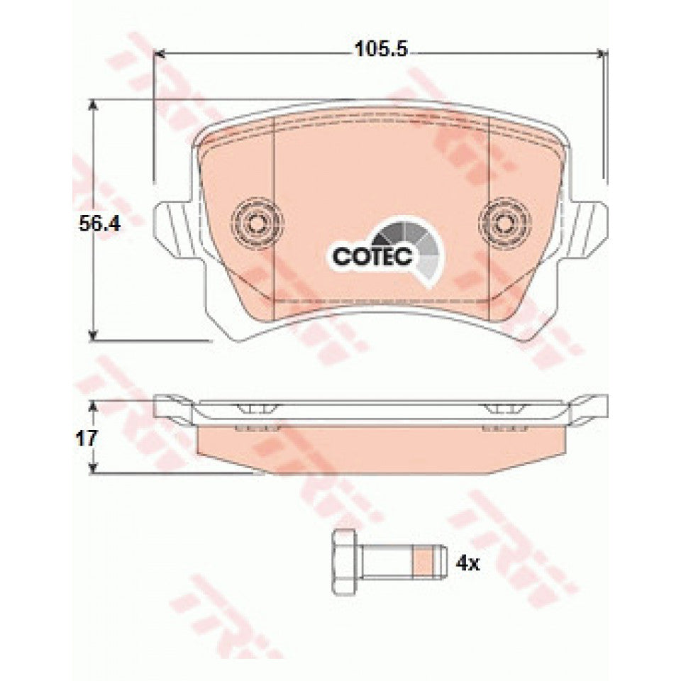 TRW REAR BRAKE PADS GDB1763 AUDI A6 C6, VW PASSAT/CC B6/B7, VW SHARAN, AUDI Q3, VW TIGUAN - aspiremotorsport