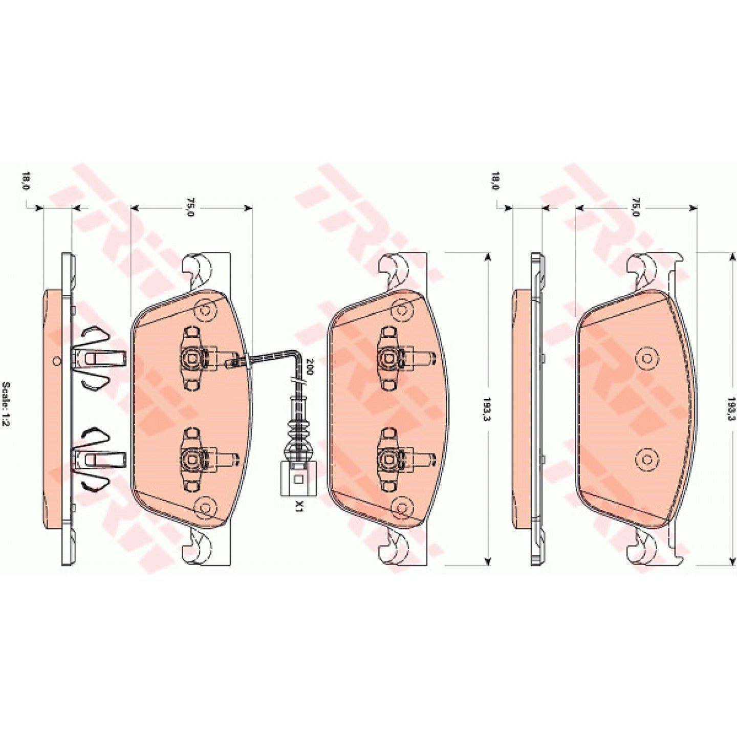 TRW FRONT BRAKE PADS GDB1887 for VW TRANSPORTER / CARAVELLE - aspiremotorsport