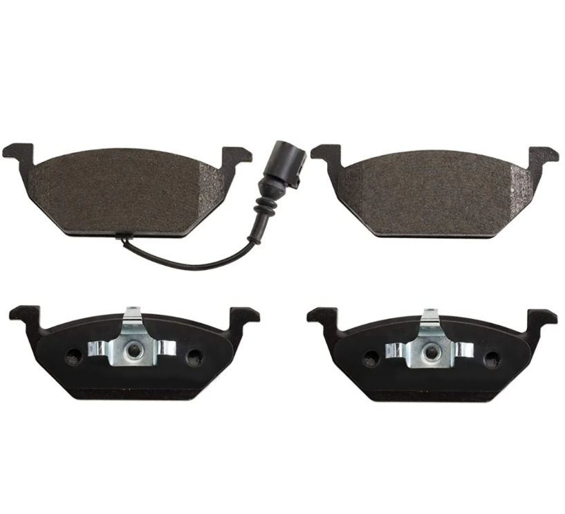 Set of brake pads on a white background