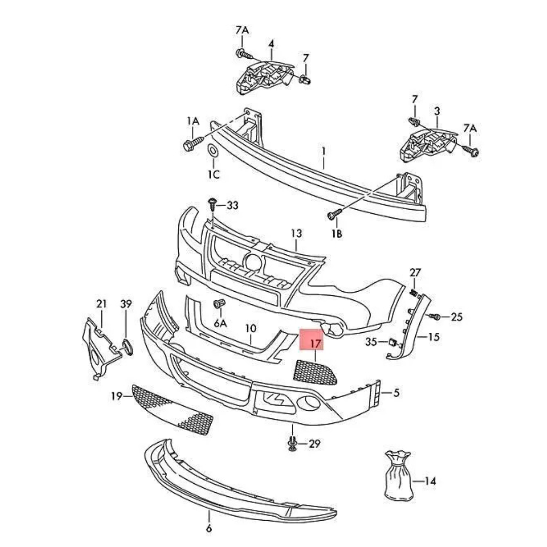 Air Guide Grille Polo 9N 6Q0853665H