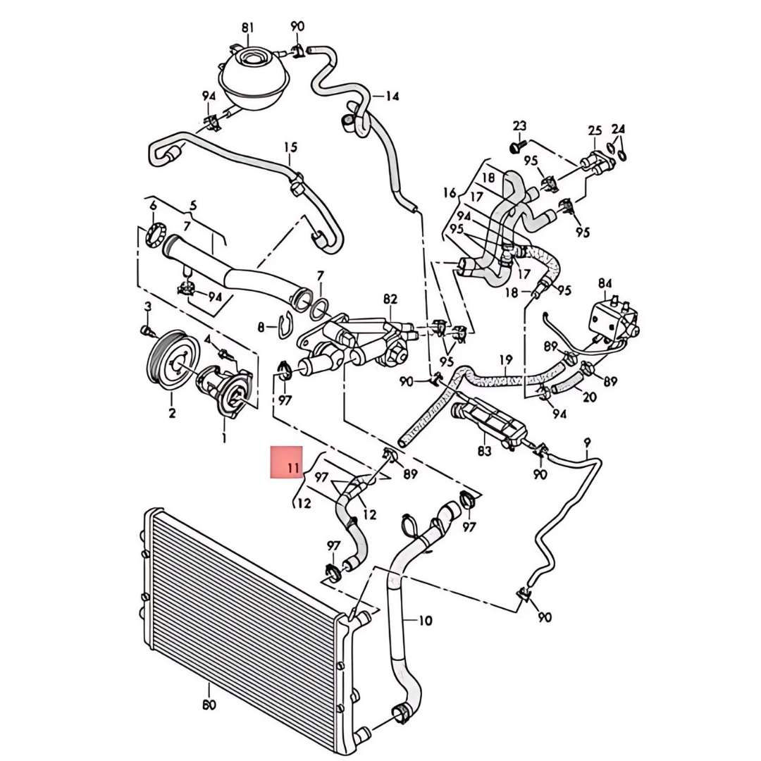 Genuine Radiator Hose 6R0122101B for VW Polo and Audi A1